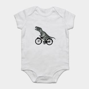 funny t rex bicycling Baby Bodysuit